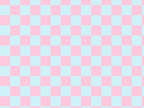 Sweet pastel pink and mint blue classic checkerboard seamless pattern. Aesthetic geometric texture for soft girl style apparel, lovely gift wrapping, stationery, and web
