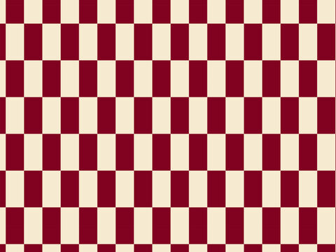 Sophisticated burgundy and cream elongated checkerboard seamless pattern. Classy geometric background for elegant packaging, modern stationery, textiles, and web design