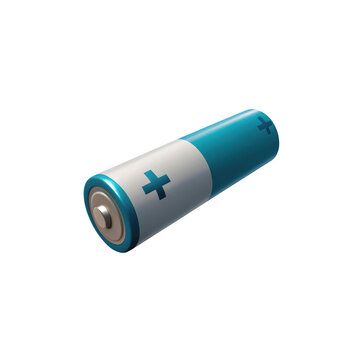 Blue and white cylindrical alkaline battery isolated on a transparent background 1