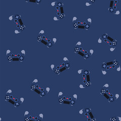 pattern controller gamepad cartoon. render gadget, toy device, computer object controller gamepad sign. seamless vector illustration © PikePicture