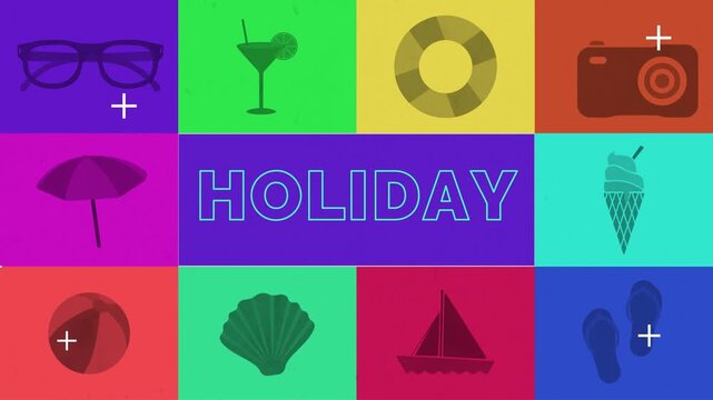 Vibrant colorful summer holiday pattern background animation motion graphic