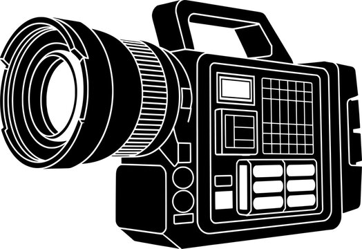Professional video camera broadcasting equipment with large lens device.