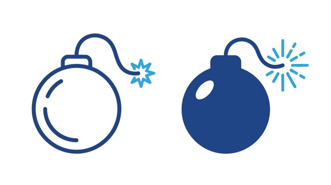 Two bomb illustrations explode with sparks in a dark blue color scheme