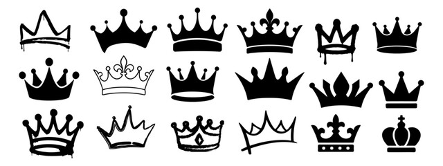 Hand drawn crown representing royalty silhouettes, clipart, symbol, icon vector illustration. PNG. Editable stroke. brush stroke. Hand Drawn Graffiti Style Icon Set. © Newton