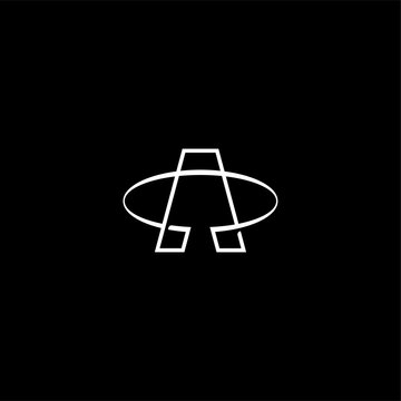 Minimalist letter A logo design with a modern halo or orbit ring. Perfect for tech startups, corporate identity, and space or futuristic brands.