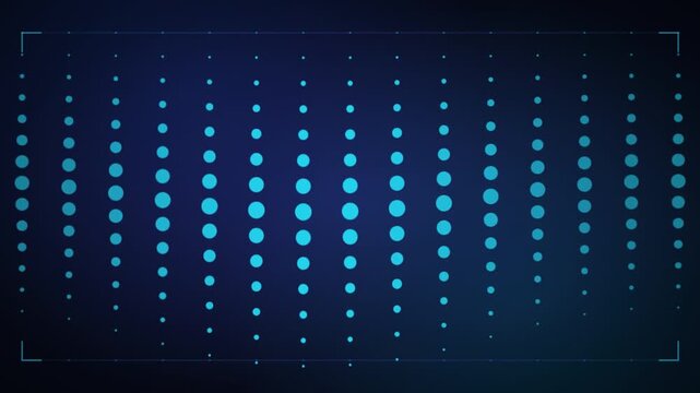 digital soundwave equalizer, neon blue HUD interface, futuristic data visualization, looping pulsating dot pattern