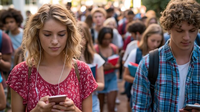 College Students Checking AI Class Schedule