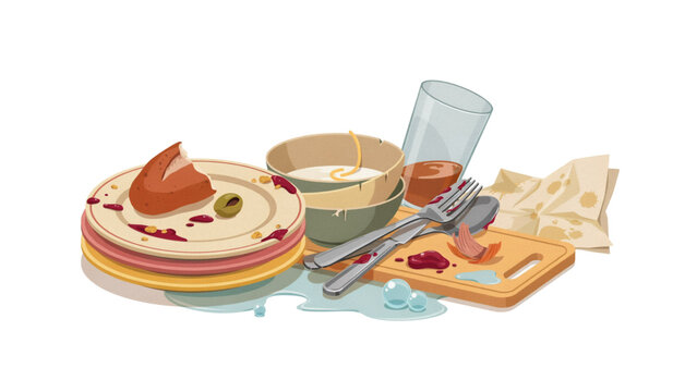 Pixel art illustration of a delicious pancake stack with strawberry topping and kitchen tools for breakfast