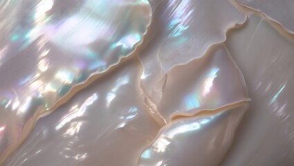 Naklejka premium Close-up of Iridescent Mother of Pearl Shell Texture with Pearlescent Glow