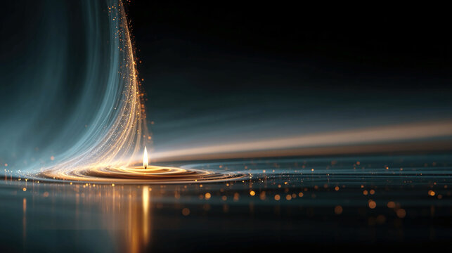 Candle flame bending toward light source adaptation surreal glowing minimalism abstract conceptual visualization conceptual flexibility dynamic responsiveness and symbolic energy redirection