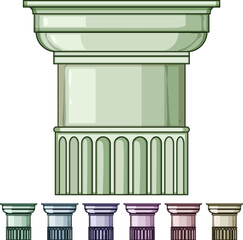 Obraz premium antique column ancient cartoon. roman pillar, architecture greece, old marble antique column ancient sign colorful illustration