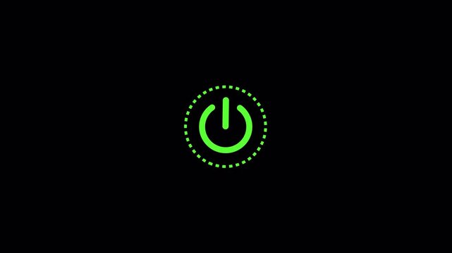 power button symbol animation on a transparent background for turning devices on or off and indicating power status with Alpha Channel in 4K,power button icon animation