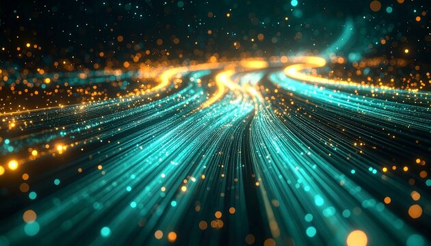 人工知能社会を支える光ファイバーと金属線の未来技術イメージ