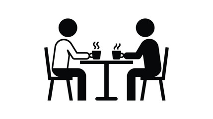 Fototapeta premium Coffee icon people drinking beverage at a cafe table
