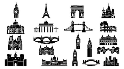 Famous European Landmarks Collection - Vector Icons © kuni