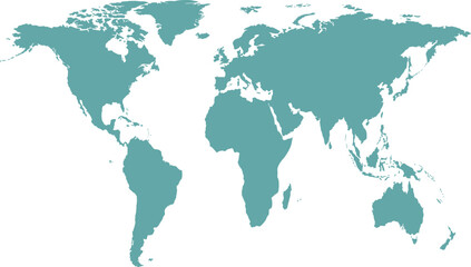 Fototapeta premium Flat world map isolated on white background, vector illustration