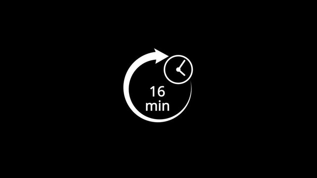 1 Minutes Clock Animation with Circular Arrow Loop and Black Background for Time Management and Deadlines.Animation video timer icon with five min. timer 1 minutes countdown ..