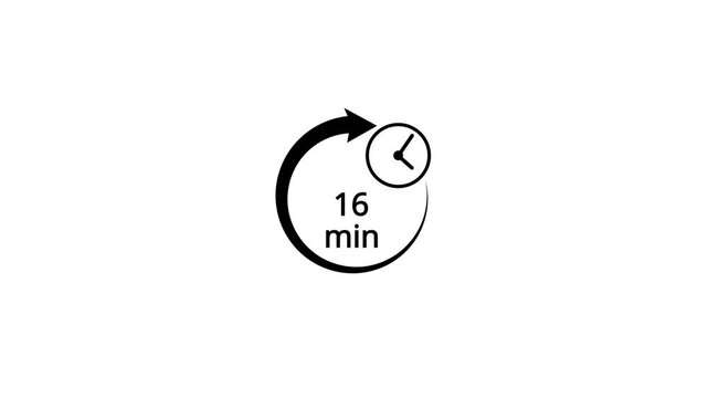 1 Minutes Clock Animation with Circular Arrow Loop and Black Background for Time Management and Deadlines.Animation video timer icon with five min. timer 1 minutes countdown ..