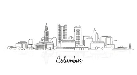 Fototapeta premium Columbus Skyline Outline | Cityscape Vector | Ohio Buildings | Downtown Architecture