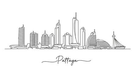 Obraz premium Pattaya City Skyline: Modern Architecture Line Art