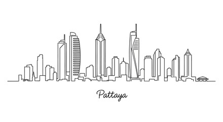 Obraz premium Pattaya Cityscape Outline: Abstract Modern Architecture Design