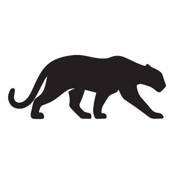 Silhouette Black panther prowling wildlife vector illustration