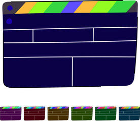 Obraz premium cinema clapperboard cartoon. film clap, video slate, director clapboard cinema clapperboard sign vector