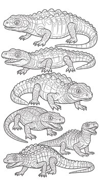 Five Lizards Sketches.