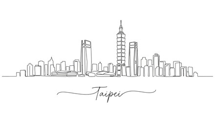 Obraz premium Taipei City Skyline Artistic One Line Illustration