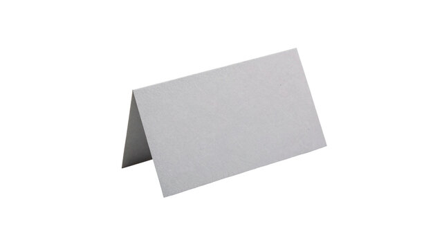 Blank horizontal folded white paper tent card sign mockup template isolated on transparent background cut out