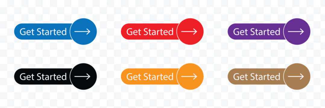 Get started button set for call to action design . EPS 10 . Vector Illustration .