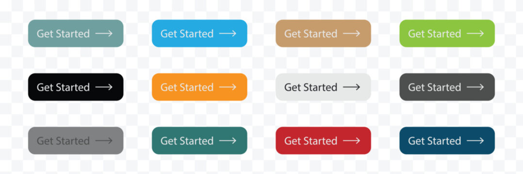 Get started button set for call to action design . EPS 10 . Vector Illustration .