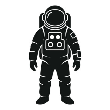 Astronaut in spacesuit with helmet and backpack standing alone icon