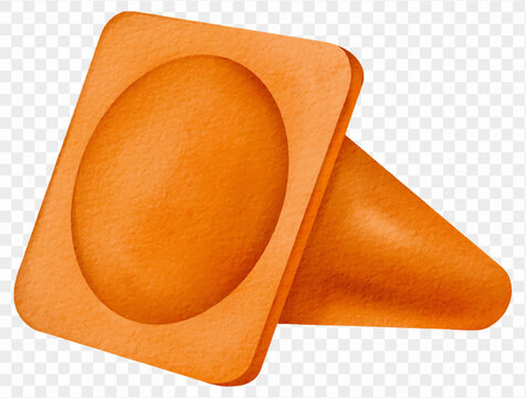 Watercolor orange traffic cone safety equipment isolated illustration Vector.
