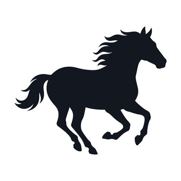 Black silhouette of a horse running with flowing mane and tail icon