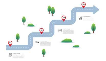 Infographic roadmap business timeline presentation journey success with 4 steps. © kaisorn