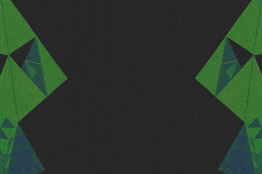 Geometric pattern with green and black shapes on a dark background