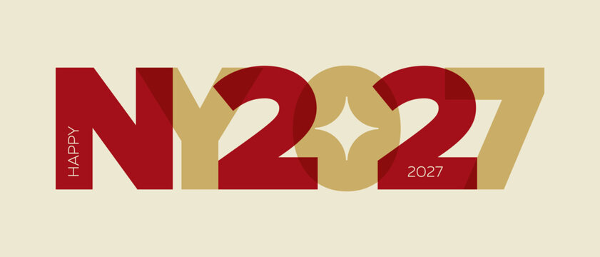 Creative 2027 New Year Text Design Geometric Elements