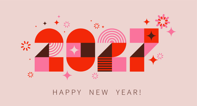Creative 2027 New Year Text Design Geometric Elements