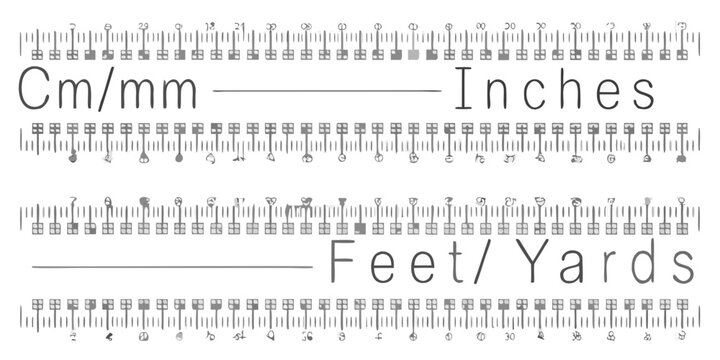 Reference scales showing centimeters millimeters inches feet and yards