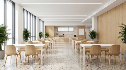 Fototapeta premium Modern dining area with natural light and wooden accents