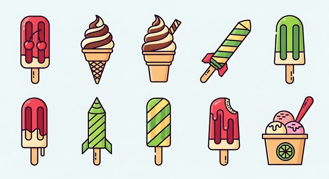 Dessert Icons on Light Blue.