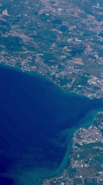 Lake Garda as seen from an airplane flying over Italy