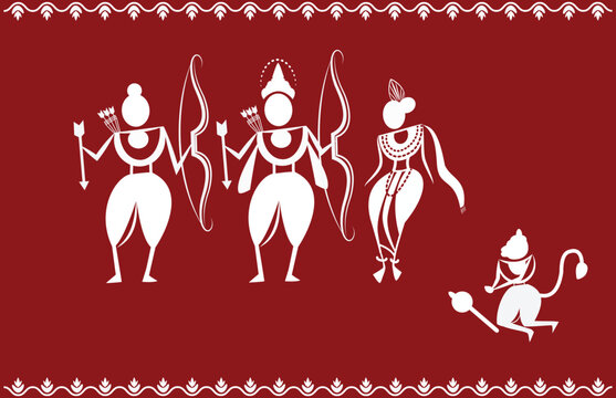 Warli art, Indian folk art, Ramayana, God Rama,