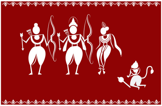Warli art, Indian folk art, Ramayana, God Rama,
