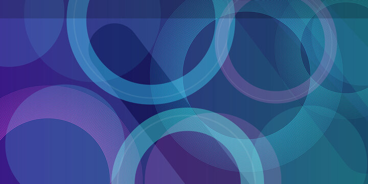 Abstract background featuring intersecting circles and lines with layered gradient blue and purple colors for creative digital art.