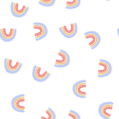 Obraz premium pattern decor baby boho rainbow cartoon. pastel whimsical, bohemian wallart, earthy minimalist decor baby boho rainbow sign. seamless symbol vector illustration