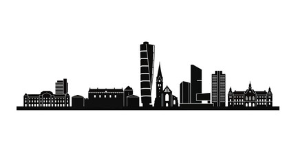 Obraz premium Cityscape Silhouette: Modern and Historic Buildings in Urban Skyline