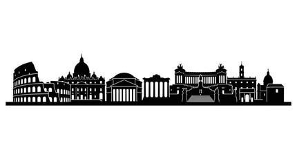 Obraz premium Rome Skyline Silhouette - Famous Landmarks of the Eternal City
