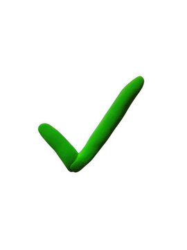 A vibrant green checkmark symbol against a deep black void transparent background